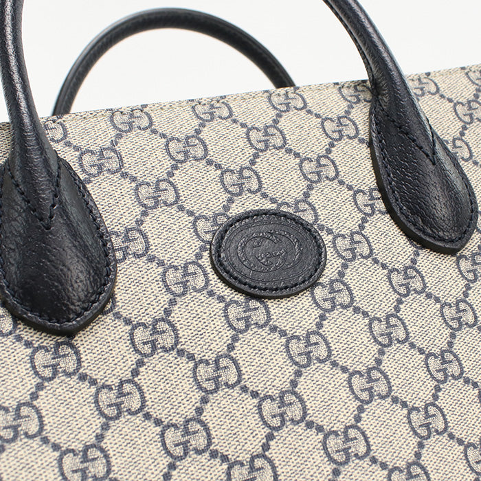 Gucci Gu93206 Small Interlocking G Tote Bag Pvc Navy Women