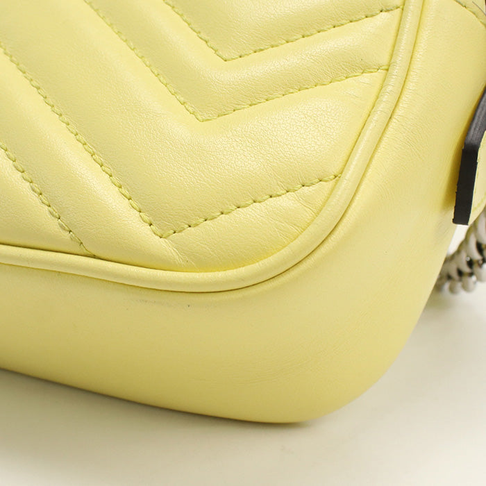 Gucci 448065 Shoulder Bag Gg Marmont Mini Camera Bag Quilted Leather Yellow Women