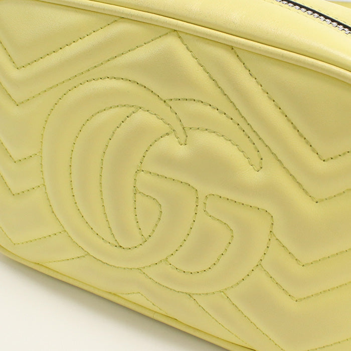 Gucci 448065 Shoulder Bag Gg Marmont Mini Camera Bag Quilted Leather Yellow Women