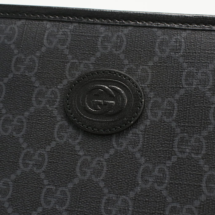 Gucci 672956 Interlocking G Clutch Bag Gg Supreme Black Mens