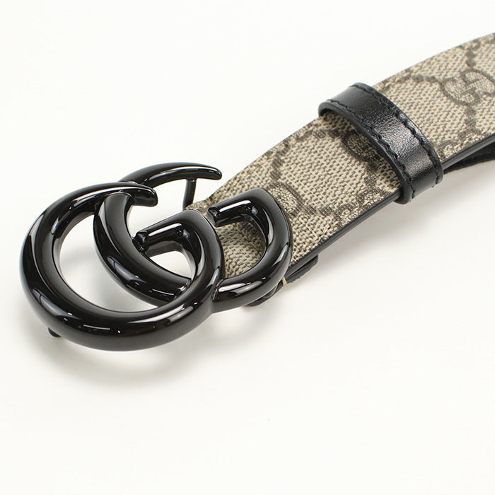 Gucci 414516 Double G Slim Belt Gg Supreme Canvas Beige Mens