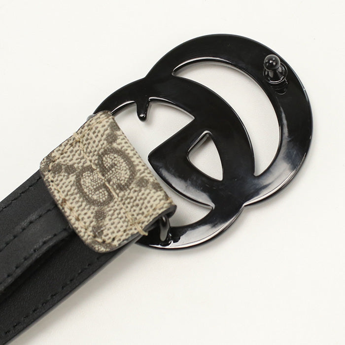 Gucci 414516 Double G Slim Belt Gg Supreme Canvas Beige Mens