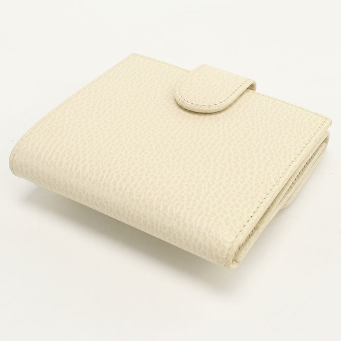 Gucci 615525 Cao0G 9522 Bi-Fold Wallet Tallarcalf Interlocking G W Hook Wallet Leather White Women
