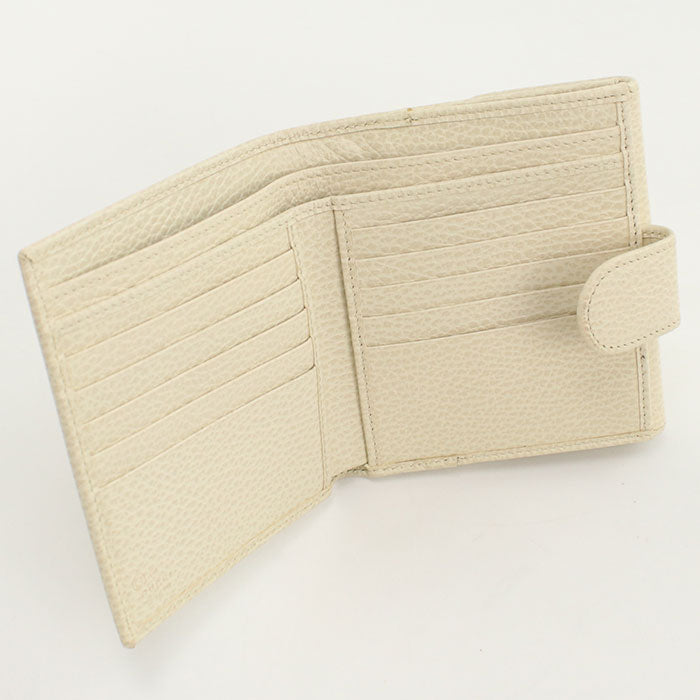 Gucci 615525 Cao0G 9522 Bi-Fold Wallet Tallarcalf Interlocking G W Hook Wallet Leather White Women