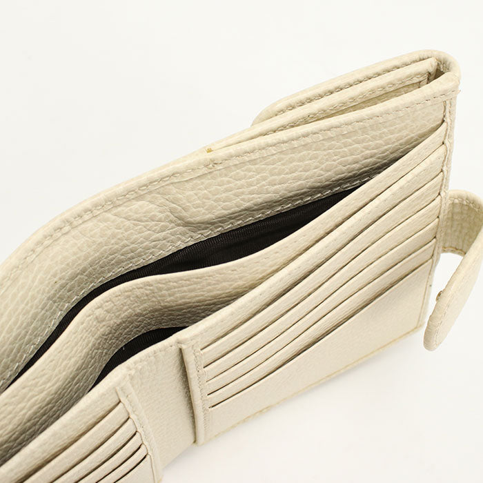 Gucci 615525 Cao0G 9522 Bi-Fold Wallet Tallarcalf Interlocking G W Hook Wallet Leather White Women