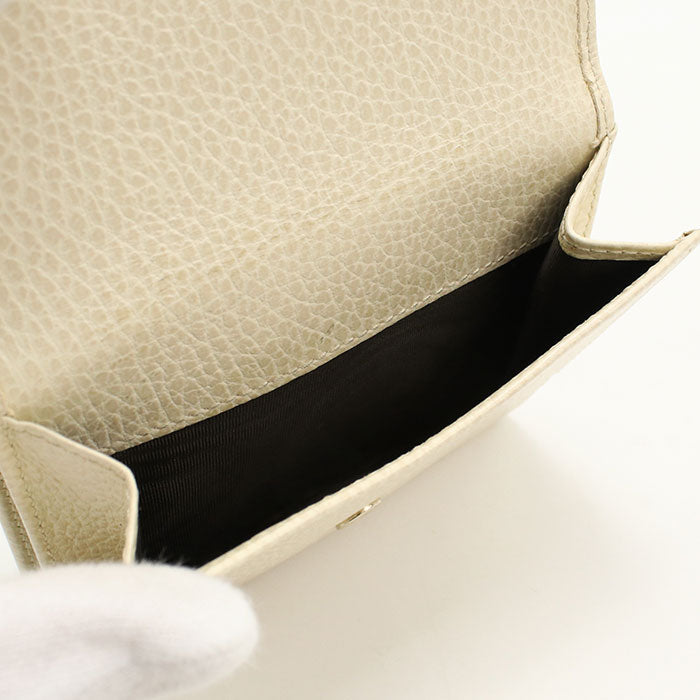 Gucci 615525 Cao0G 9522 Bi-Fold Wallet Tallarcalf Interlocking G W Hook Wallet Leather White Women