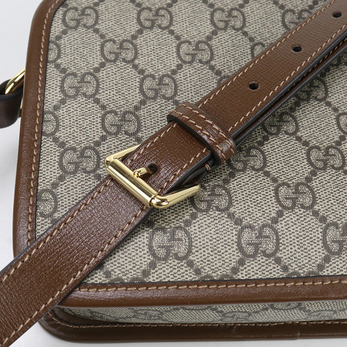Gucci 658572 Interlocking G Diagonal Shoulder Bag Gg Supreme Beige Women