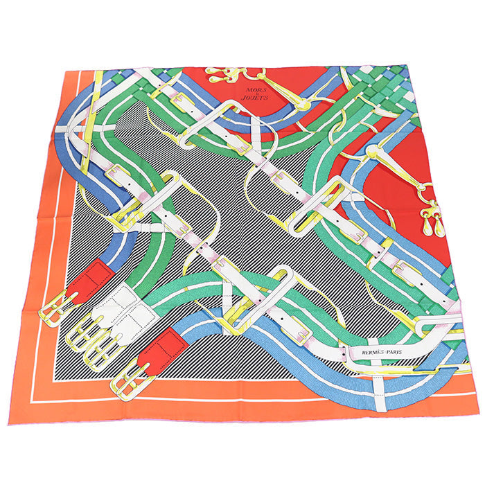Hermes Calle 90 Scarf Silk Orange Unisex