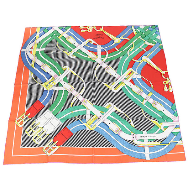 Hermes Calle 90 Scarf Silk Orange Unisex