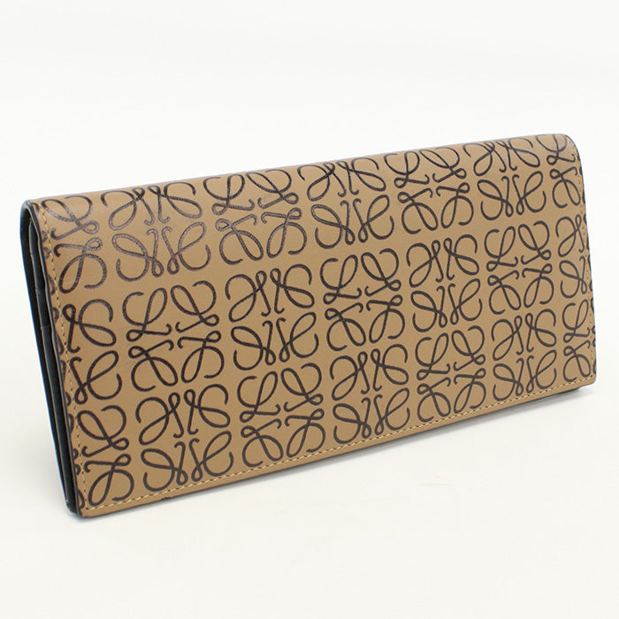 Loewe 101843 Long Wallet Repeat Anagram Flap Wallet Leather Brown Mens(Unisex)