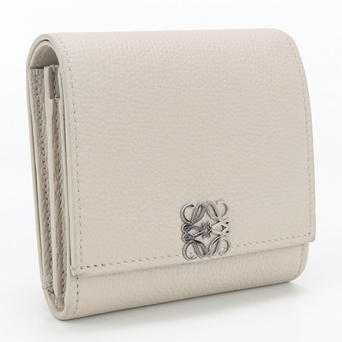 Loewe Lo93000 Compact Flap Wallet Anagram Folded Wallet Calfskin Beigewomen