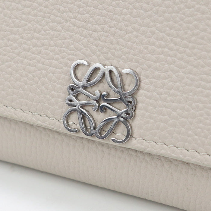 Loewe Lo93000 Compact Flap Wallet Anagram Folded Wallet Calfskin Beigewomen