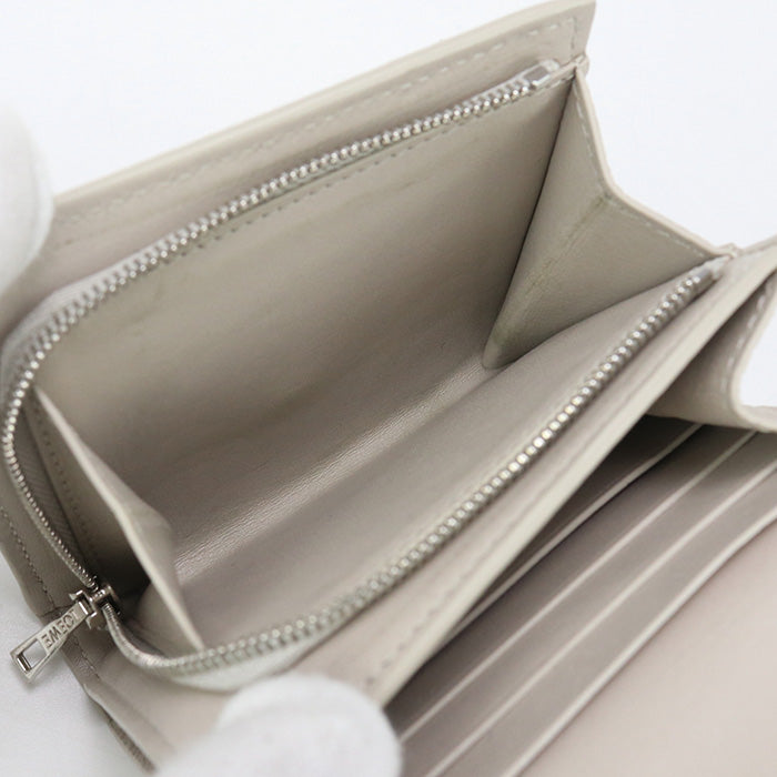 Loewe Lo93000 Compact Flap Wallet Anagram Folded Wallet Calfskin Beigewomen