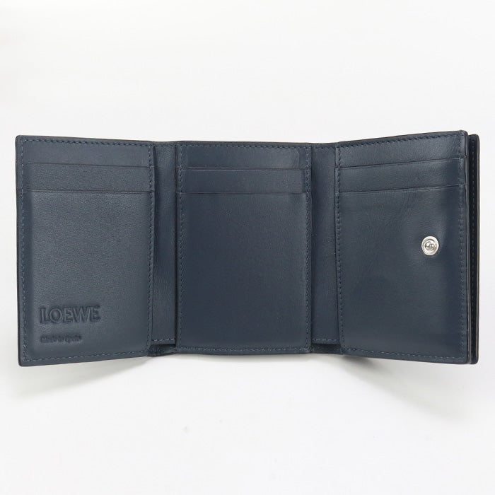 Loewe Lo93011 Trifold Wallet Anagram Three Fold Wallet Calfskin Navy Mens
