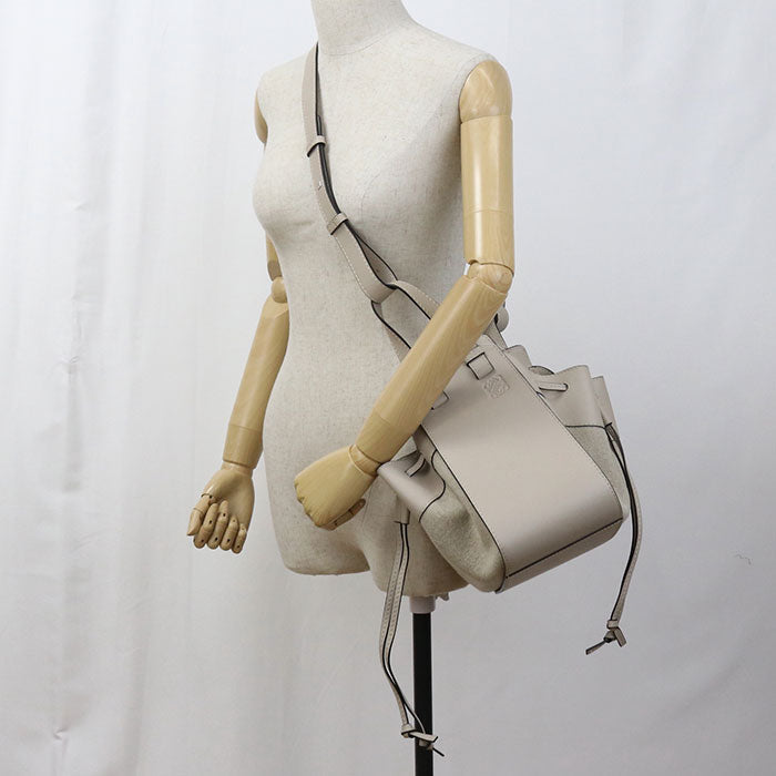 Loewe 314.12.V07 Mini Hammock Drawstring Bag Handbag Calfskin Beige Women