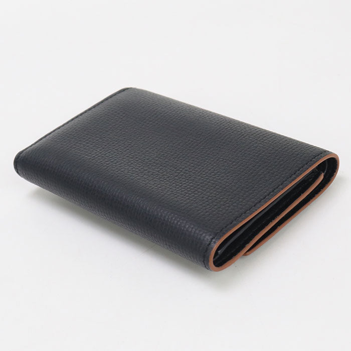 Loewe C821S33X01 Vertical Anagram Three Fold Wallet Calfskin Black Women