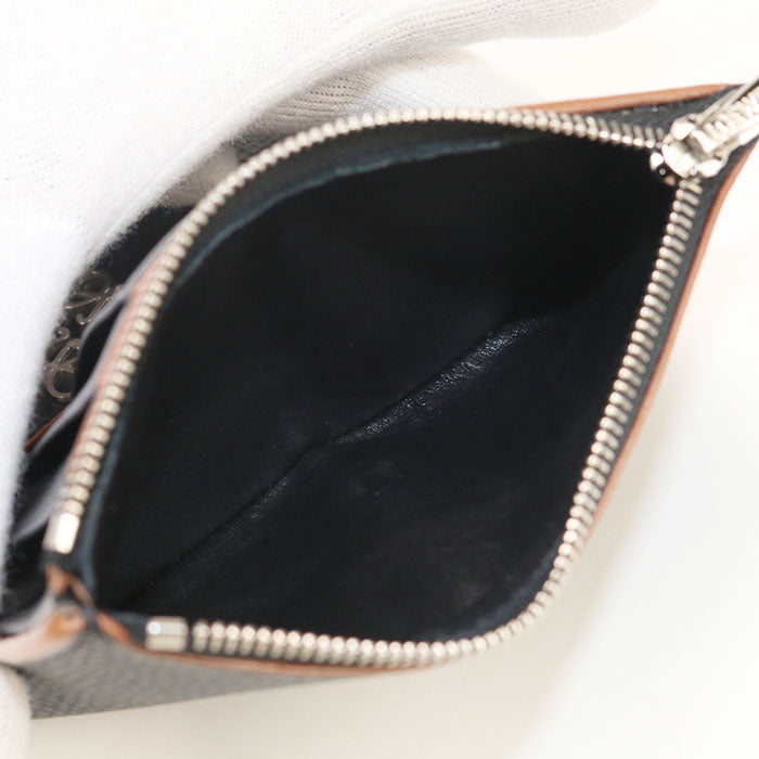 Loewe C821S33X01 Vertical Anagram Three Fold Wallet Calfskin Black Women
