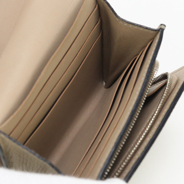 Loewe C821L57X01 Bi-Fold Wallet Anagram Compact Wallet Calfskin Beige Women