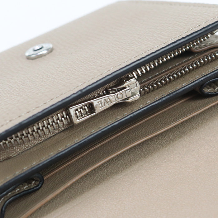 Loewe C821L57X01 Bi-Fold Wallet Anagram Compact Wallet Calfskin Beige Women