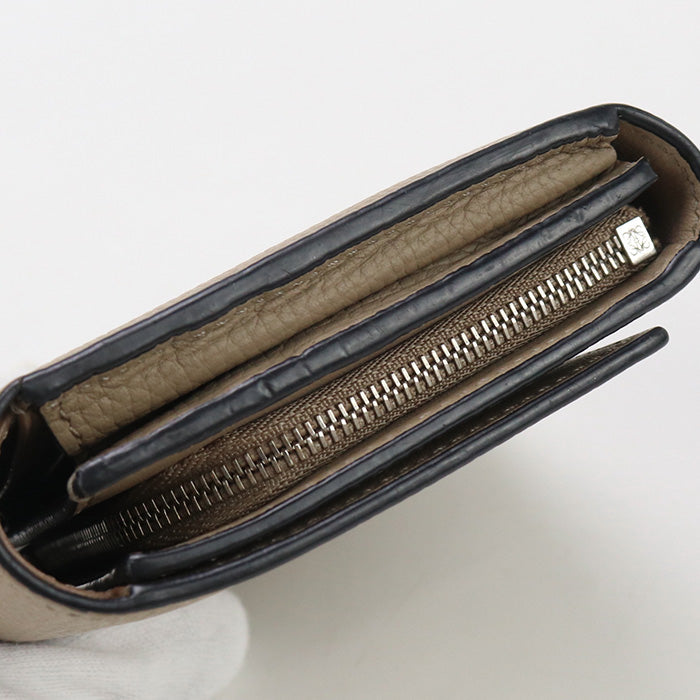 Loewe C821L57X01 Bi-Fold Wallet Anagram Compact Wallet Calfskin Beige Women