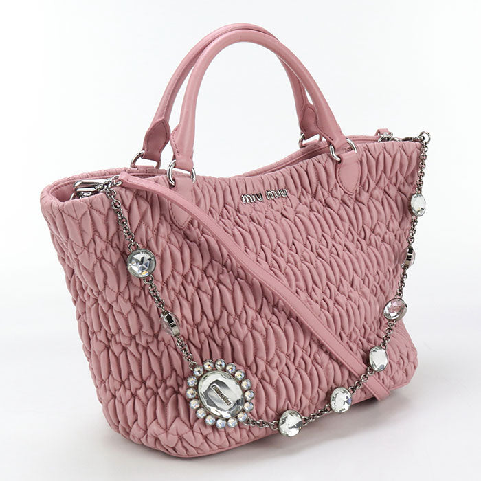 Miumiu(Outlet) Rn0896 Tote Bag Materasse 2Way Handbag Leather Pink Women