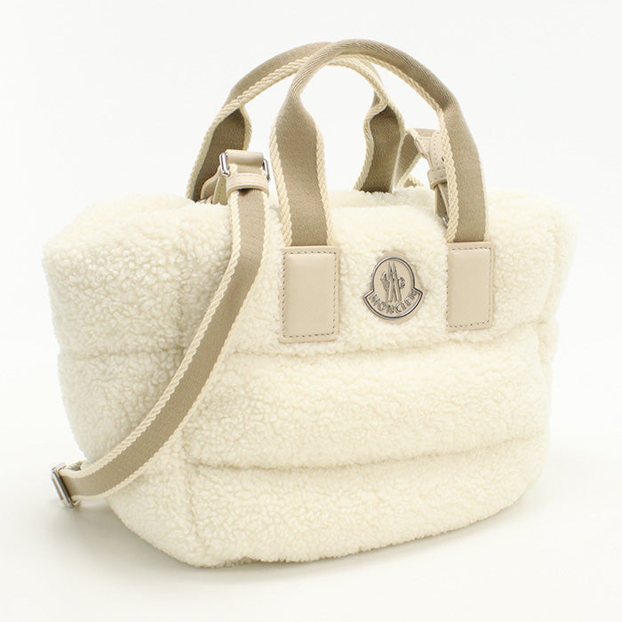 Moncler 5L00016 M3189 Tote Bag Mini Caradoc Boa Teddy Fleece 2Waytote Bag Polyester White Women