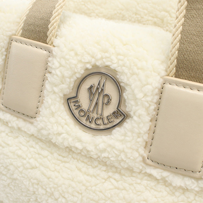 Moncler 5L00016 M3189 Tote Bag Mini Caradoc Boa Teddy Fleece 2Waytote Bag Polyester White Women