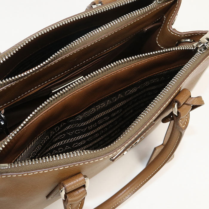 Prada 1Ba896 Saffiano Leather Small Bag Galleria Tote Bag Leather Brown Women