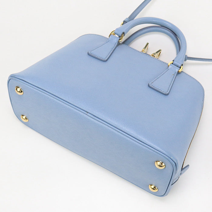 Prada Bl0838 2Way Handbag Safiano Leather Hand Shoulder Bag Leather Blue Women