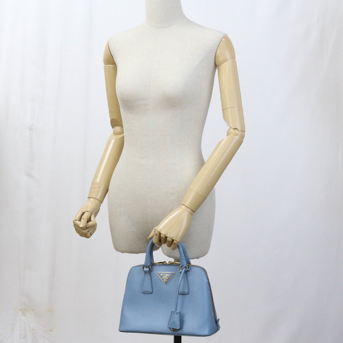 Prada Bl0838 2Way Handbag Safiano Leather Hand Shoulder Bag Leather Blue Women