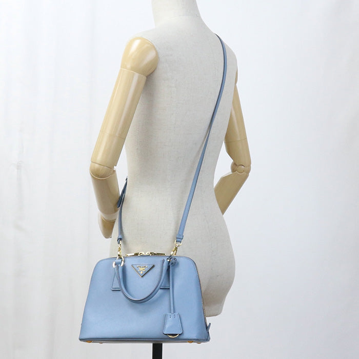 Prada Bl0838 2Way Handbag Safiano Leather Hand Shoulder Bag Leather Blue Women