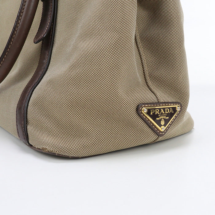 Prada Pr85840 Tote Bag Logo Jacquard Beige Women