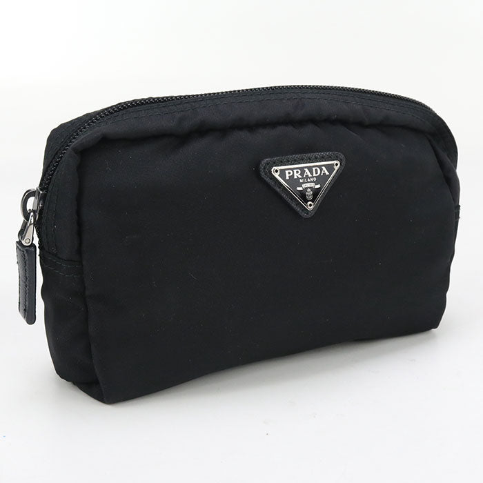 Prada 1Na021 Pouch Triangular Plate Cosmetic Pouch, Accessory Pouch Nylon Black Women(Unisex)