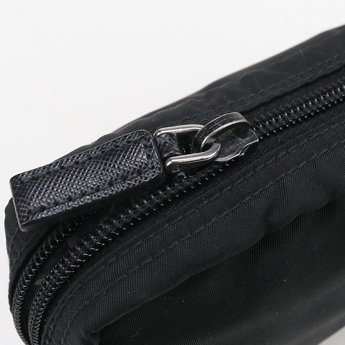 Prada 1Na021 Pouch Triangular Plate Cosmetic Pouch, Accessory Pouch Nylon Black Women(Unisex)