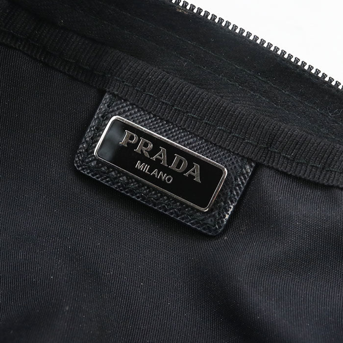 Prada 1Na021 Pouch Triangular Plate Cosmetic Pouch, Accessory Pouch Nylon Black Women(Unisex)