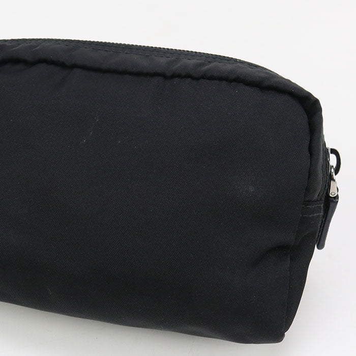 Prada 1Na021 Pouch Triangular Plate Cosmetic Pouch, Accessory Pouch Nylon Black Women(Unisex)