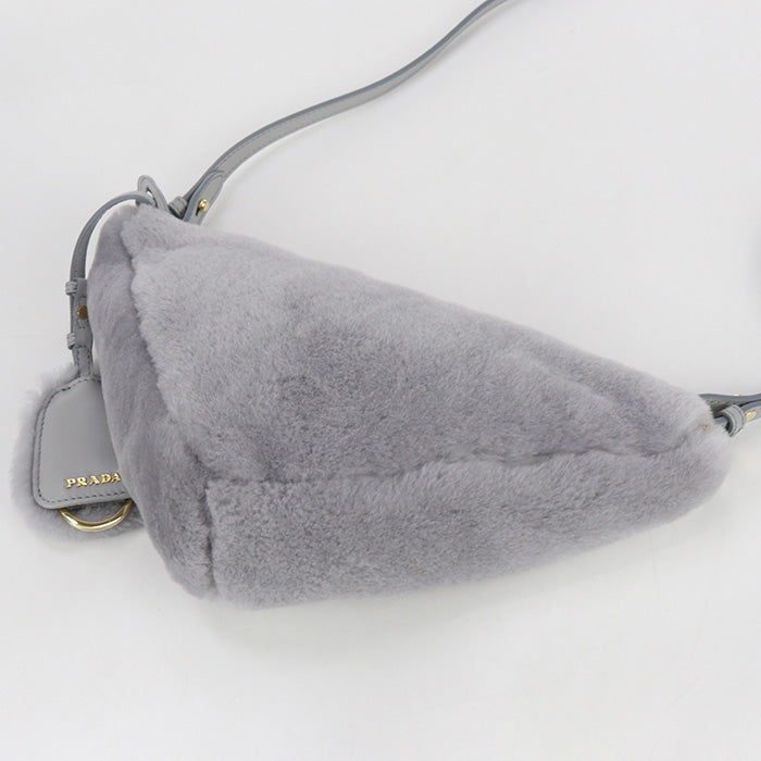 Prada 1Bc543 Shoulder Bag Triangle Fur 2Wayshoulder Bag Fur Gray Women