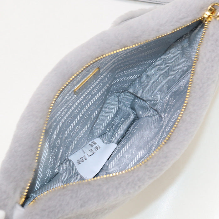 Prada 1Bc543 Shoulder Bag Triangle Fur 2Wayshoulder Bag Fur Gray Women