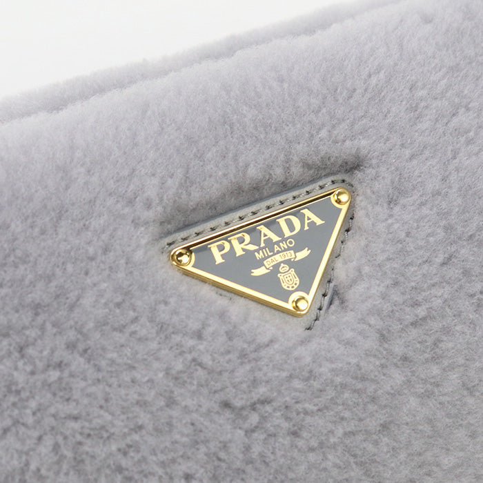 Prada 1Bc543 Shoulder Bag Triangle Fur 2Wayshoulder Bag Fur Gray Women