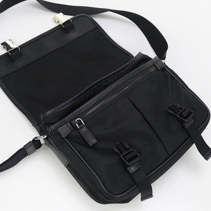 Prada 2Vd768 Shoulder Bag Safiano Leather Messenger Bag Nylon Black Mens