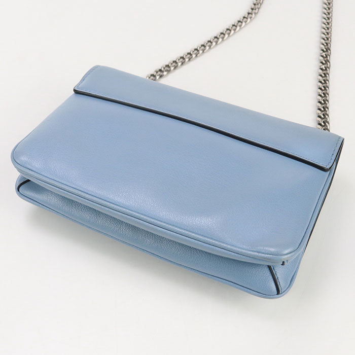 Prada Chain Shoulder Bag Leather Blue Women