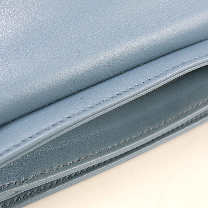 Prada Chain Shoulder Bag Leather Blue Women