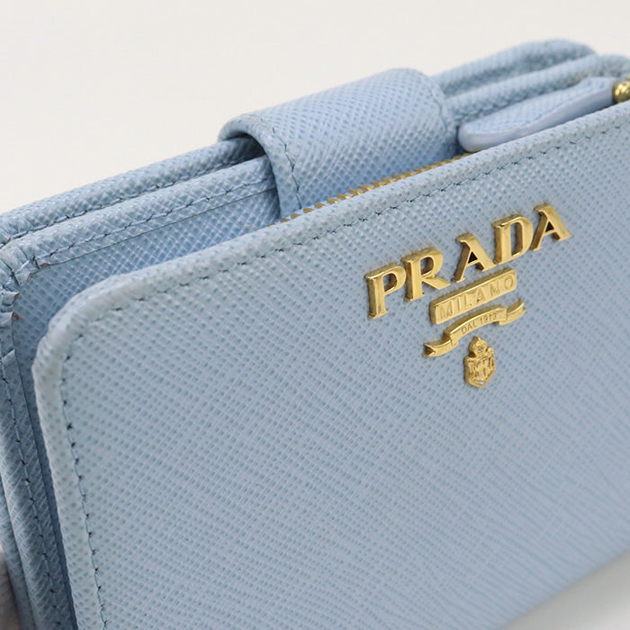 Prada Pr90454 Saffiano Multicolor Wallet Folded Wallet Leather Blue Women