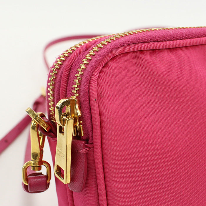 Prada 1Nf861 Shoulder Bag Mini Shoulder Bag Pochette Nylon,Leather Pink Women