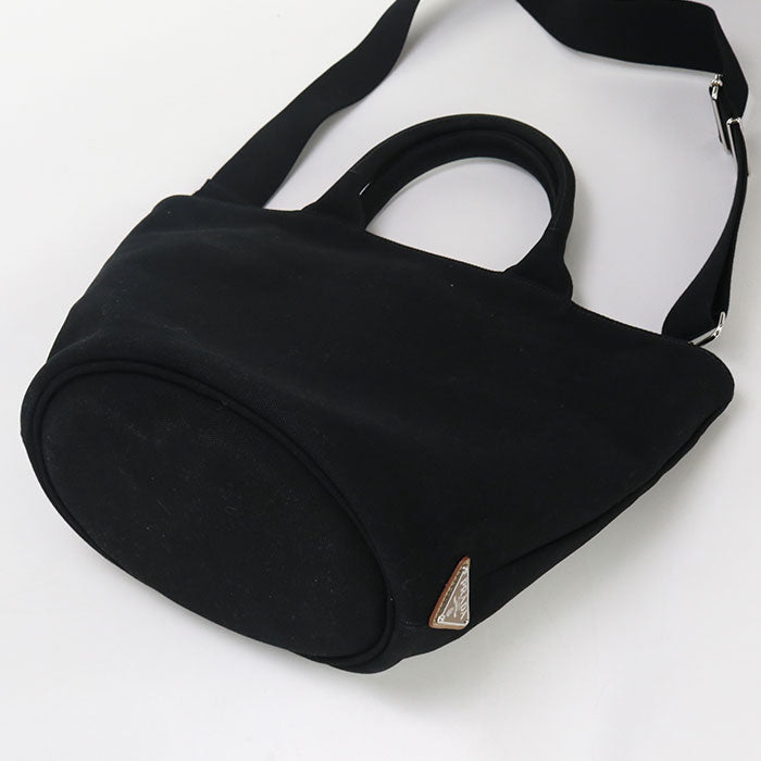 Prada 1Bg163 2Way Canapa Tote Bag Canvas Black Women