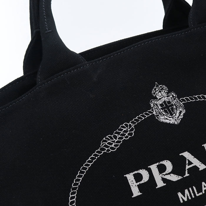Prada 1Bg163 2Way Canapa Tote Bag Canvas Black Women