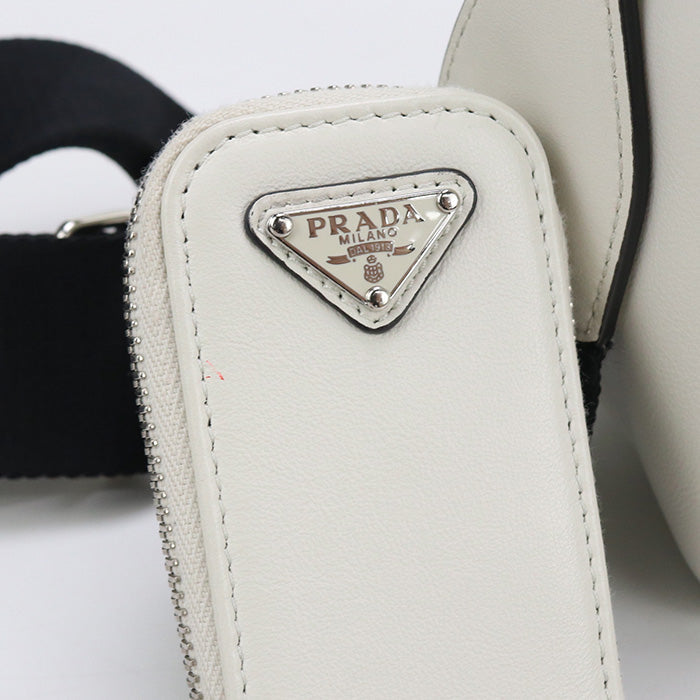 Prada 1Bh190 2Byaf0009 Shoulder Bag Embossed Logo Leather White Mens(Unisex)