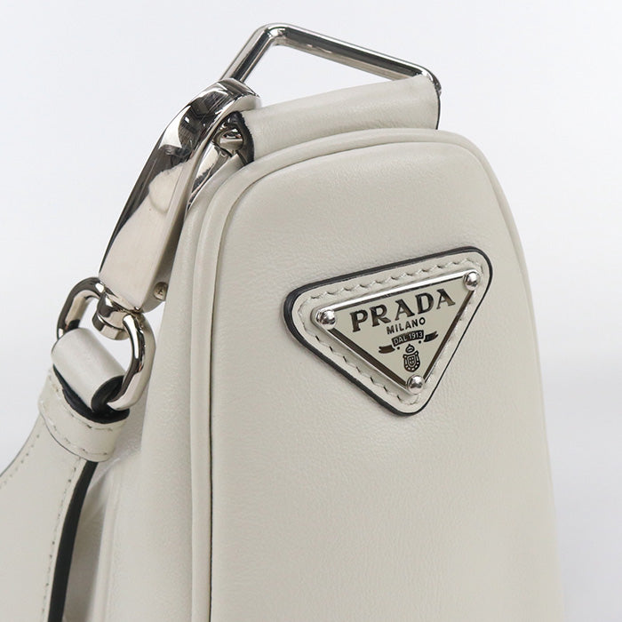 Prada 1Bh190 2Byaf0009 Shoulder Bag Embossed Logo Leather White Mens(Unisex)