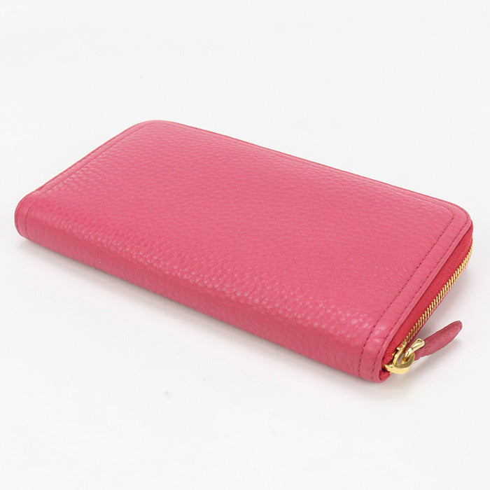 Prada Pr93032 Zip Around Long Wallet Pursezip Around Leather Pink Women