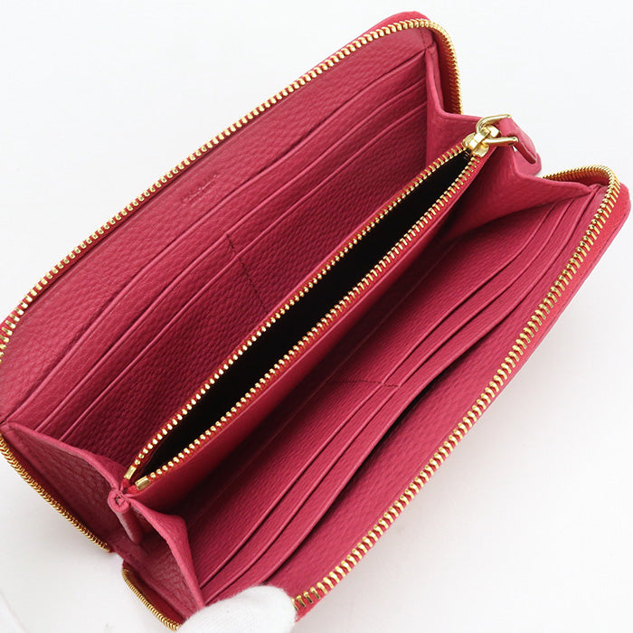 Prada Pr93032 Zip Around Long Wallet Pursezip Around Leather Pink Women